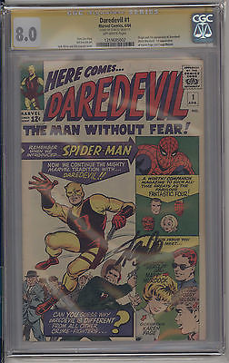 Daredevil 1 CGC 80 YELLOW LABLE SIGNED BY STAN LEE SICK BOOK