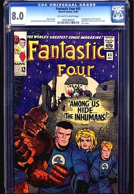 Fantastic Four 45 CGC 80 VF 1st app Lockjaw  the Inhumans Black Bolt Crystal