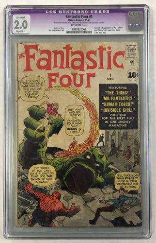 CGC 20 FANTASTIC FOUR 1 SILVER AGE MARVEL COMIC BOOK STAN LEE  KIRBY RESTORED