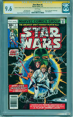 Star Wars 1 CGC SS 96 SIGNED x7 Hamill Fisher Prowse Mayhew Daniels MORE 1977