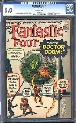 FANTASTIC FOUR 5 CGC 50 Silver Age Key Marvel 1st Dr DOOM CGC