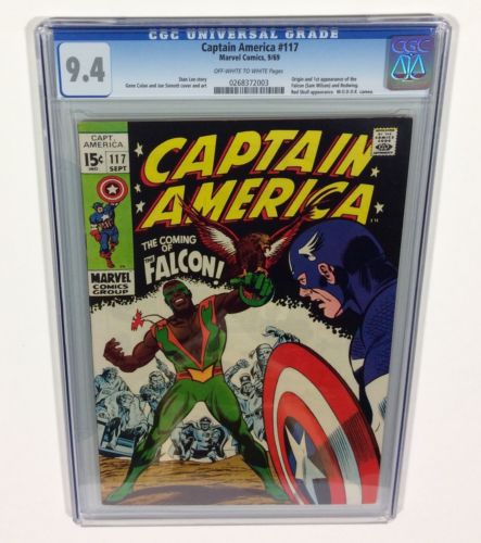 CAPTAIN AMERICA 117 Key CGC 94 NM 1st Falcon  Origin Sep1969 Marvel Comic