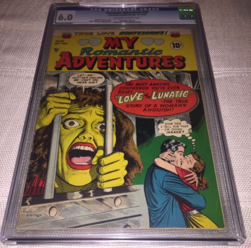 ROMANTIC ADVENTURES 50 CGC 60 classic LUNATIC cover Holy Grail Romance 1954