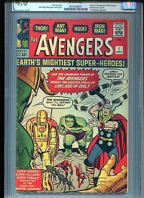 The Avengers 1 1963 CGC 40 OFFWHITE pages Jack Kirby  Stan Lee