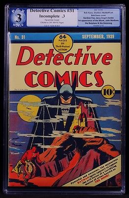 1939 DC COMICS DETECTIVE COMICS 31 PGX 03 LIKE CGC 5TH BATMAN APP CLASSIC