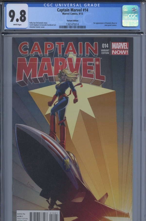 CGC 98 NMM Captain Marvel 14 Conner Variant Ms Avengers Civil War America