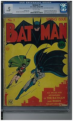 Batman 1 CGC 5 unrestored Bob Kane 1940 Golden Age DC