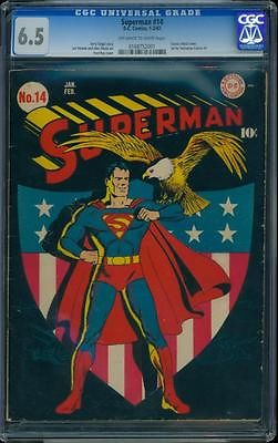 Superman 14 CGC 65 OWW Golden Age Key DC Comic Patriot Cover LK 