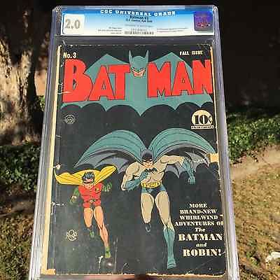 BATMAN 3 1940 ORIGINAL CGC UNRESTORED AND AFFORDABLE COPY NO RESERVE