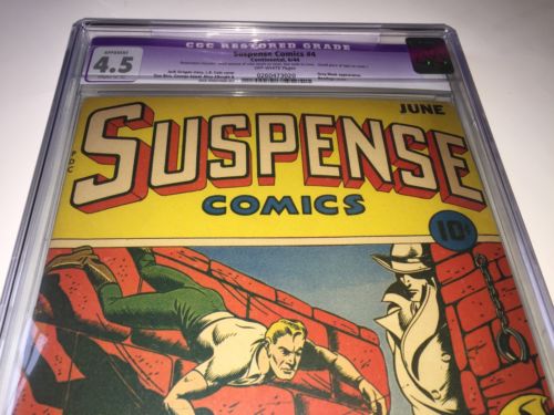 SUSPENSE COMICS 4 CGC 45 Classic LB Cole Cover Gray Mask 1944 Continental