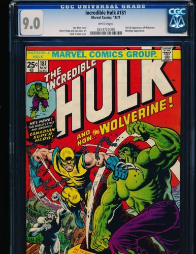 Incredible Hulk  181  1st full Wolverine CGC 90 WHITE Pgs