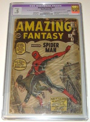 AMAZING FANTASY 15 CGC 05 R ORIGIN  1ST SPIDERMAN 1962 STAN LEE COMPLETE