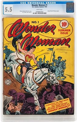 Wonder Woman 1 CGC 55 DC 1942 WHITE pages Golden Age Key C6 982 cm