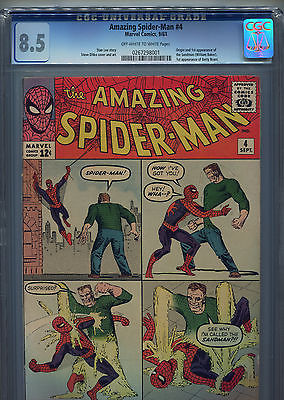 1963 THE AMAZING SPIDERMAN 4 CGC 85 OWW PAGES 1ST APPEARANCE SANDMAN