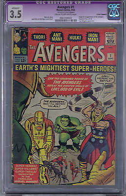 the Avengers 1 Marvel 1963 CGC 35 RESTORED Origin1st app the Avengers