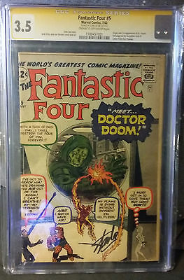 FANTASTIC FOUR 5 SS CGC 35 SIGNED BY STAN LEE RARE 1st Dr Doom