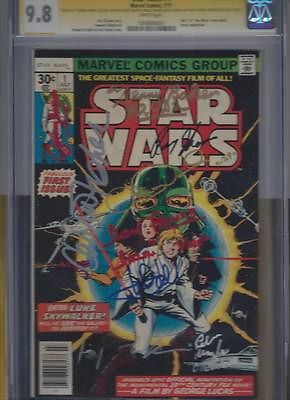 Star Wars 1 1977 Cast Signed by 7 Plus 2 Marvel sigs CGC 98   RARE FIND