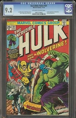Incredible Hulk 181 CGC 92  Super Key  1st Full Appearance of Wolverine