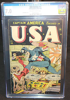 USA Comics 14  Captain America Saves Bucky  CGC Grade 70  1944