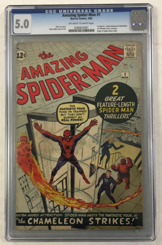 CGC 50 AMAZING SPIDERMAN 1 SILVER AGE ORIGIN MARVEL COMIC BOOK FANTASTIC FOUR