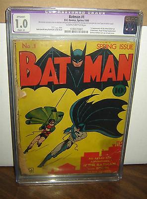 Batman 1 CGC 10 DC 1940 Original 1st JOKER  CATWOMAN SA RESTO id 15675