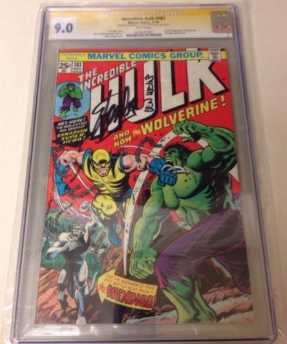 Incredible Hulk 181 Signed by Stan Lee  Len Wein 1st Wolverine CGC 90 Rare