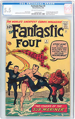 FANTASTIC FOUR 4 562 CGC 55 OWW  1st SILVER AGE SUBMARINER APPEARANCE