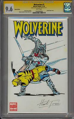 WOLVERINE 1 CGC 96 SS HERB TRIMPE SAMURAI V WOLVIE DOUBLE FIGURE COLORED SKETCH