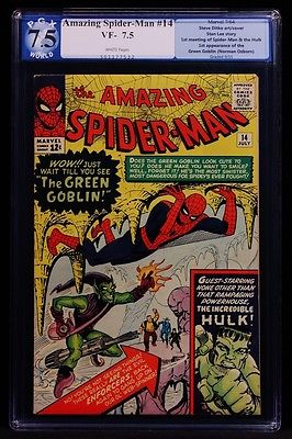 1964 MARVEL COMICS AMAZING SPIDERMAN 14 PGX 75 WHITE LIKE CGC GREEN GOBLIN
