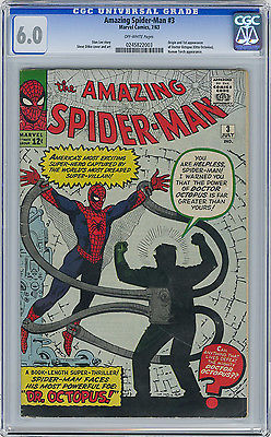 Amazing Spiderman 3 CGC 60 OW Origin1st app Doctor Octopus Marvel Silver Age