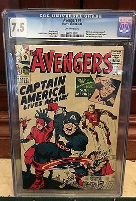 AVENGERS 4 CGC 75 VF 1ST SILVER AGE APP OF CAPTAIN AMERICA