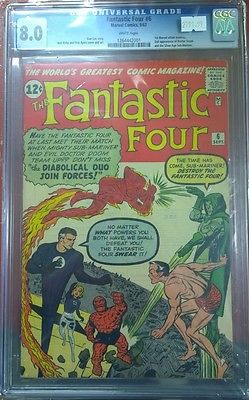 FANTASTIC FOUR 6 CGC GRADED 80 WP 1962 1ST VILLAIN TEAMUP 2ND DR DOOM NAMOR