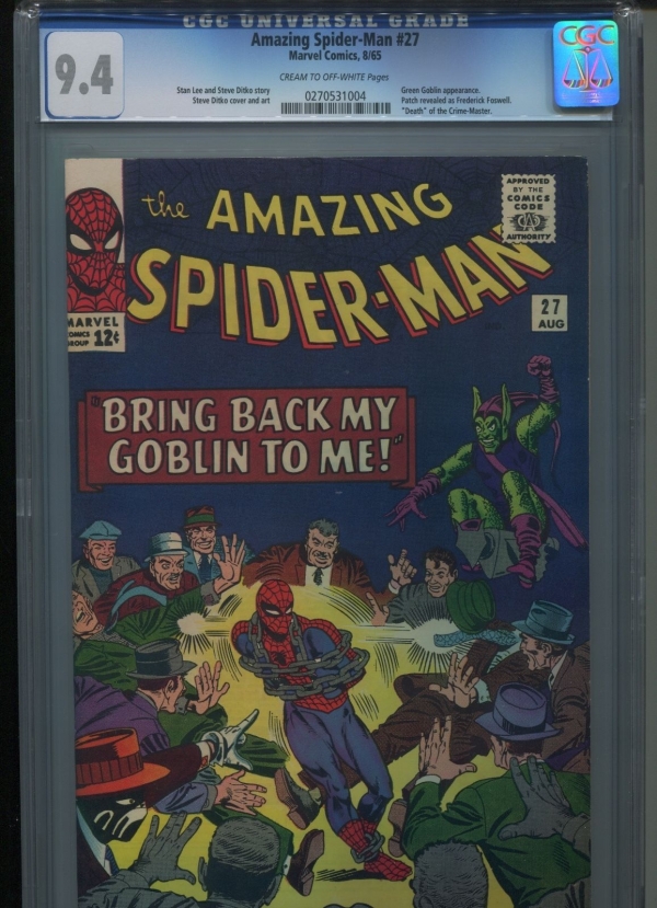 Amazing Spiderman 27 CGC NM 94 C TO OW PAGES MARVEL COMICS 865