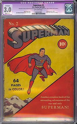 Superman 2 CGC 30 Slight C1 Restored Early Golden Age DC Comics 1939