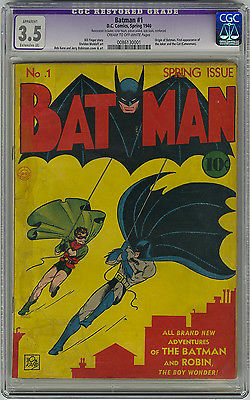 Batman 1 CGC 35 MEGA KEY 1940 1st Joker 1st Catwoman Origin DC Golden Age