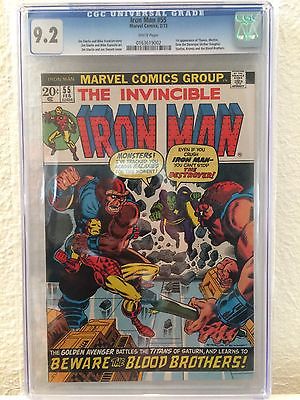 IRON MAN 55 CGC 92 White Pages 1st Appearance of THANOS  Key Issue Marvel