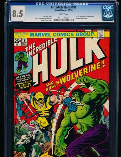 Incredible Hulk  181  1st full Wolverine CGC 85 WHITE Pgs