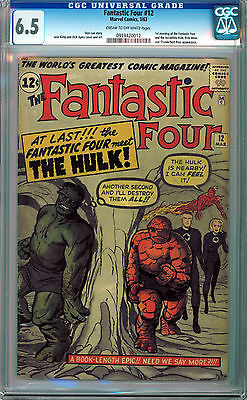 FANTASTIC FOUR 12 CGC 65 CREAM TO OFFWHITE PAGES SILVER AGE HULK