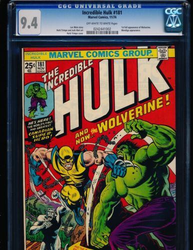 Incredible Hulk  181  1st fulL Wolverine CGC 94 OWWHITE Pgs