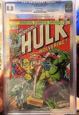 MARVEL INCREDIBLE HULK 181 CGC 80 White Pages 1ST APPEARANCE OF WOLVERINE