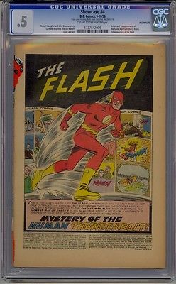 SHOWCASE 4 CGC 5 1ST SILVER AGE FLASH COVERLESS BUT WITH BACK COVER