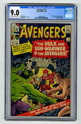 Avengers 3 CGC 90 1st HulkSubby TeamUp SpiderMan Kirby Marvel Silver Comic