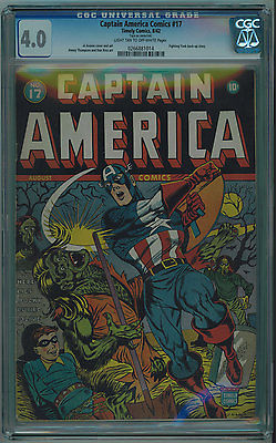 CAPTAIN AMERICA COMICS 17 CGC 40 ZOMBIE COVER LTOW PAGES GOLDEN AGE