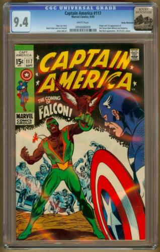 Captain America 117 CGC 94 White Pages  Rocky Mountain Pedigree  1st Falcon