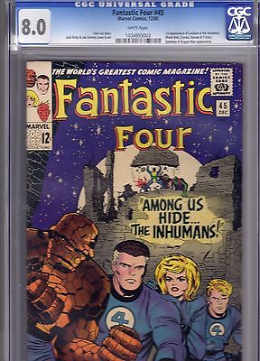 FANTASTIC FOUR 45 65 Red Hot CGC 80 VF white pgs 1st Appearance INHUMANS 