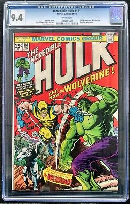 INCREDIBLE HULK 181 CGC GRADED 94 WHITE PAGES 1ST APPEARANCE WOLVERINE 