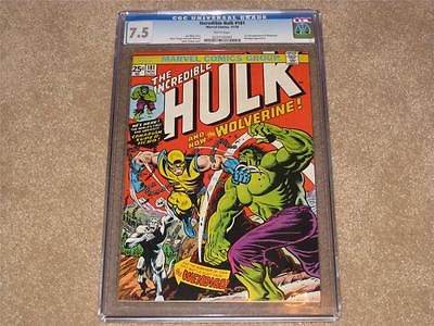 THE INCREDIBLE HULK 181  1974 CGC UNIVERSAL VF 75 1ST FULL  APP OF WOLVERINE