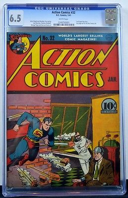 ACTION COMICS 32 CGC 65 SUPERMAN 1941 Rare 1st Krypto Ray Gun  ad All Star 1