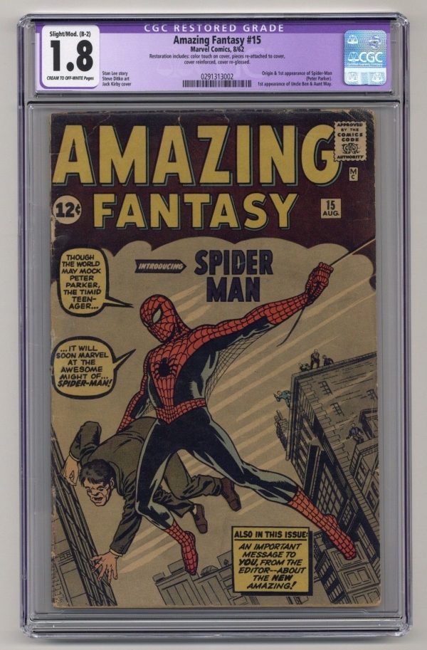 Amazing Fantasy 15 CGC 18 CrOW PagesSlight B2 Marvel ASM