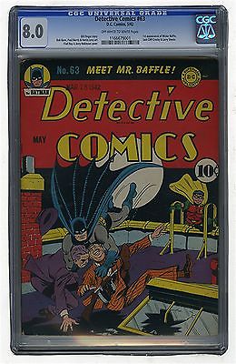 Detective Comics 63 CGC graded 80 VF DC Batman and Robin meet MR Baffle
